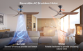 60 Inch Ceiling Fan With Remote Control Timed Lighting, Reversible Airflow And Quiet Operation For Living Room & Bedroom & Outdoor Wood Modern Abs