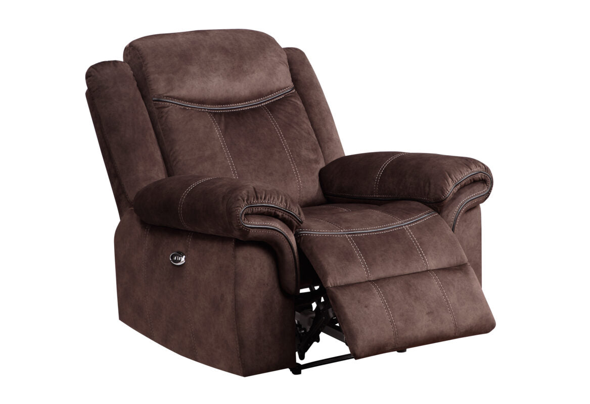 Jimny Domino Coffee Power Recliner Coffee Fabric