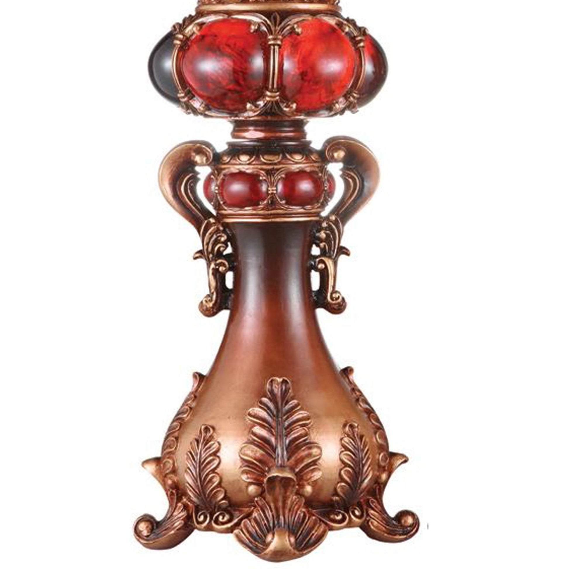 20" Tall Polyresin Candleholder, Red And Brown Finish Multicolor Polyresin