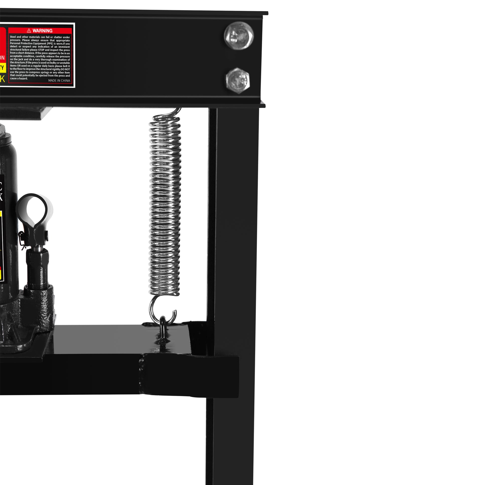 Hydraulic 12 Ton H Frame Garage Floor Adjustable Shop Press With Plates, 12T, Black Black Steel