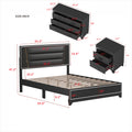 3 Pieces Bedroom Sets Queen Size Upholstered Bed With Led Lights, Nightstands And Dresser With Metal Handles And Sparkling Shiny Decoration, Black Expected Arrival Time:8.5 Queen Black 3 Piece Set Mdf Metal