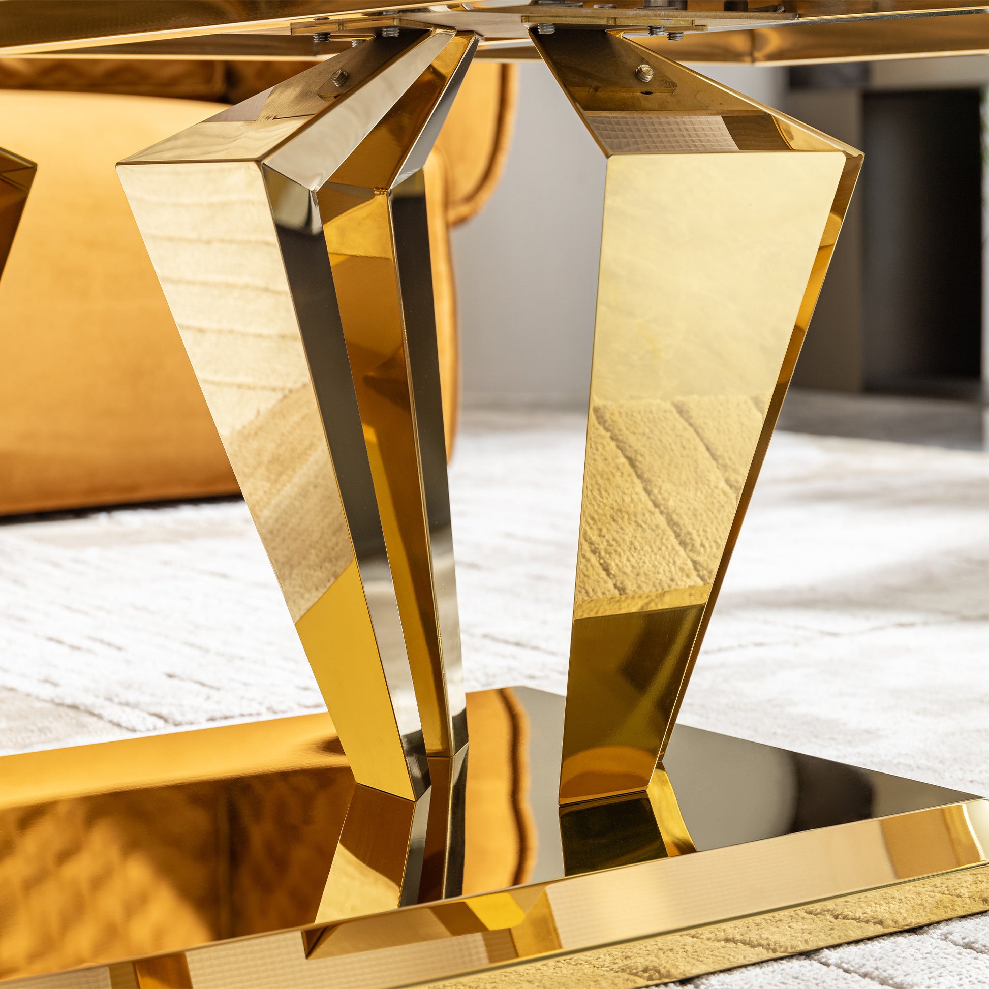 58.18" Modern Rectangular 0.78" Thick Mdf Marble Pattern Top, Coffee Table Stainless Steel Base With Gold Mirror Finish Gold Primary Living Space Modern Coffee & End Tables Rectangular Stainless Steel