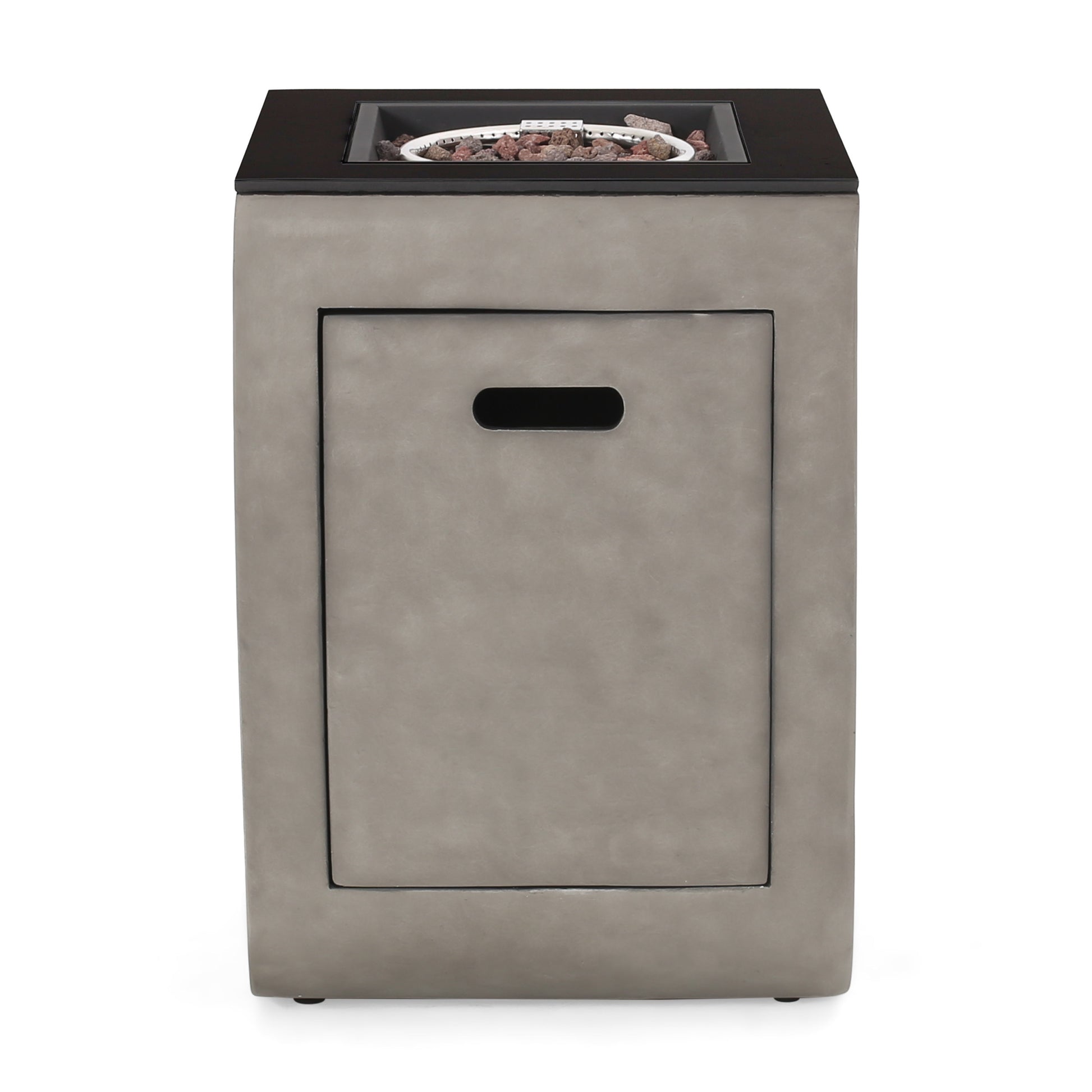 Adio 19.5" Column Mgo Fire Pit 30,000Btu Black Gray Magnesium Oxide