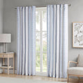 Poly Printed Curtain Panel With Tufted Stripe And Lining White Navy 50X84