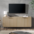 Modern Fluted Door Minimalist Storage Sideboard Coastal Oak Black Light Brown Mdf Mdf