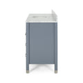 49'' Bathroom Vanity With Marble Top & Ceramic Sink, 2 Doors With Glass, 6 Drawers, Gray Grey Acacia Wood