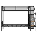 Twin Over Full Size Metal Bunk Bed With Storage Staircase And Open Wardrobe,Black Expected Arrival Time:11.15 Black Mdf Metal