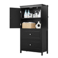 Bathroom Storage Cabinet, Cabinet With Two Doors And Drawers, Adjustable Shelf, Mdf Board, Black Black Mdf