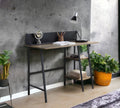 Garima Writing Desk, Rustic Oak & Black Finish Of00321 Black Mdf Metal