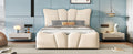 Twin Size Upholstered Platform Bed Velvet Upholstered Bed, Beige Twin Beige Velvet