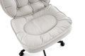 Armless Office Desk Chair With Wheels: Pu Leather Cross Legged Wide Chair,Comfortable Adjustable Swivel Computer Task Chairs For Home,Office,Make Up,Small Space,Bed Room Creamy White Antique Fiber Foam And Polyester Fiber Pad Pvc