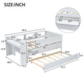 Multi Functional Twin Daybed With Drawers And Trundle, Headboard Storage And Tables, Usb Charging Station, White Box Spring Not Required Twin White Wood Daybeds Pine