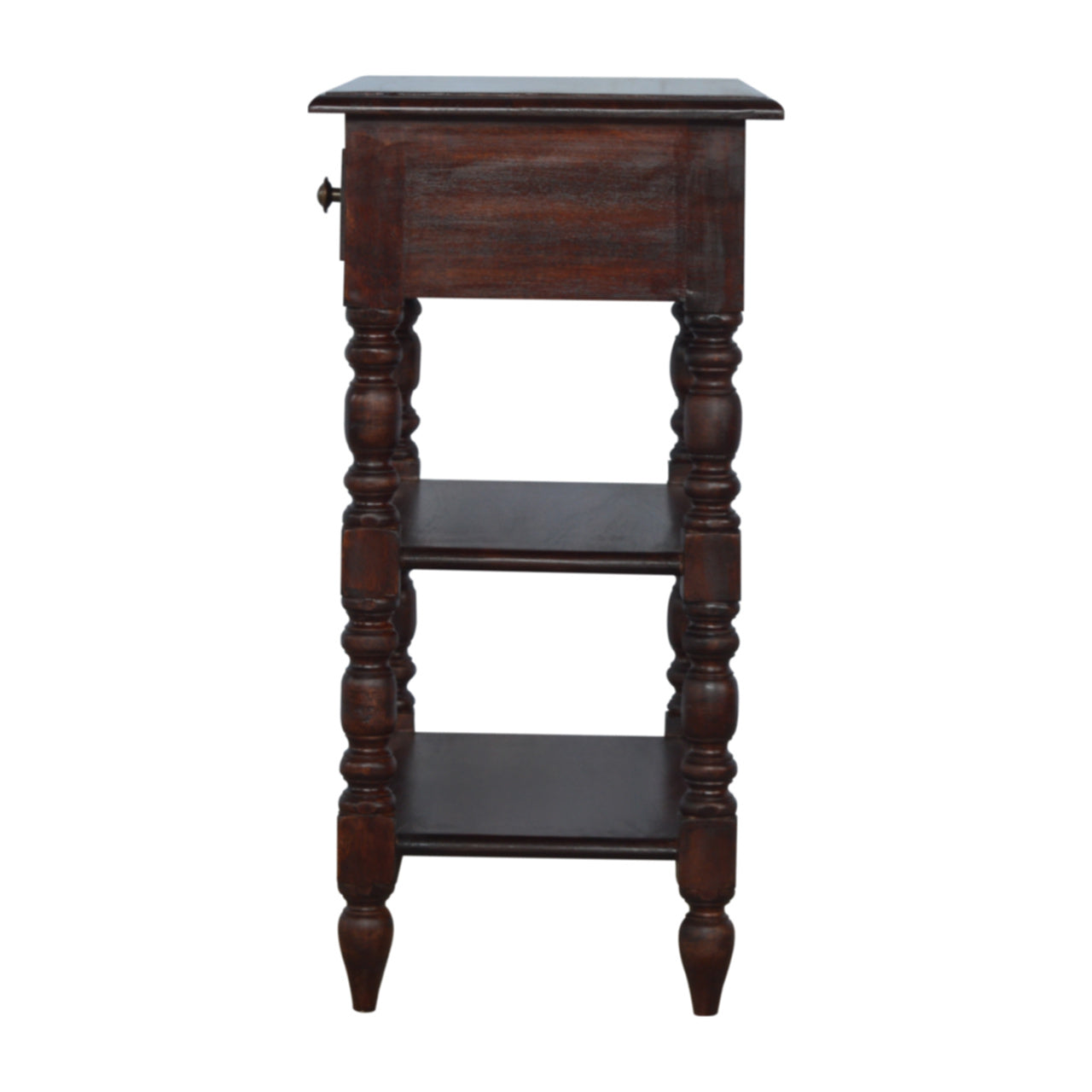 Solid Wood Turned Occasional Table Brown Brown Contemporary Freestanding Mango Rectangular Drawers Coffee & End Tables Lacquered Rectangular Solid Wood