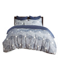 Cotton Jacquard Duvet Cover Set Queen White Navy Cotton