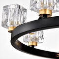 Matte Black Gold Wagon Wheel Chandelier Farmhouse Modern Small Crystal Round Chandelier For Living Room Kitchen Island Foyer Hallway Entryway Bedroom Rustic Dining Room Light Fixture Ceiling Hanging