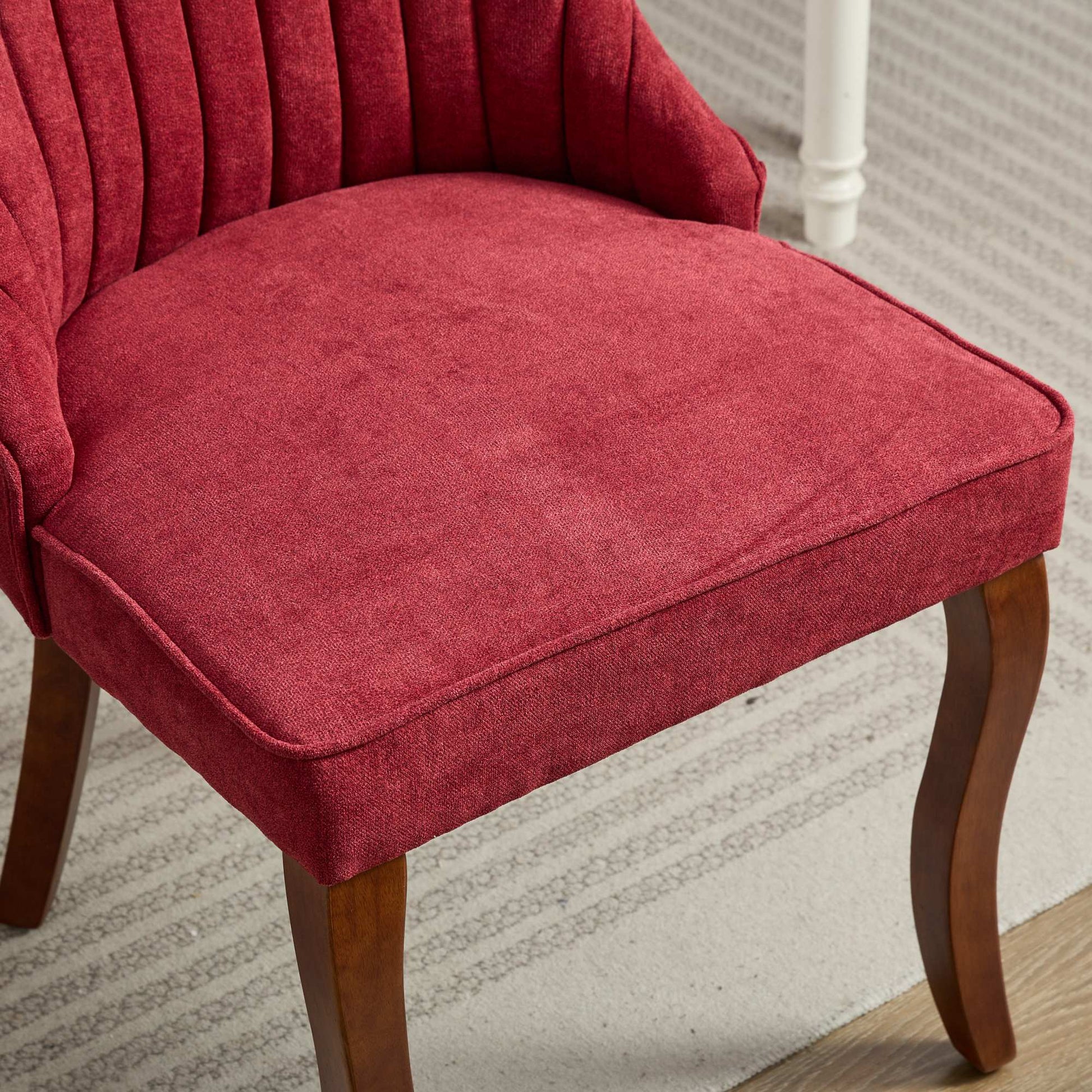 Rayon Cloth Flocking Linen Dining Chairs Channel Kitchen Dinner Chair Comfy Fabric Upholstered Accent Chair For Dining Room With Curved Solid Wood Legs,Set Of 2 Wine Red , Sw1847Wr Wine Red Light