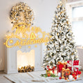 7.5Ft Pe Pvc Pine Mixed Christmas Tree With Colorful Warm Light 10 Function Led, Memory Wire & Easy Power Technology Green,White Polyethylene
