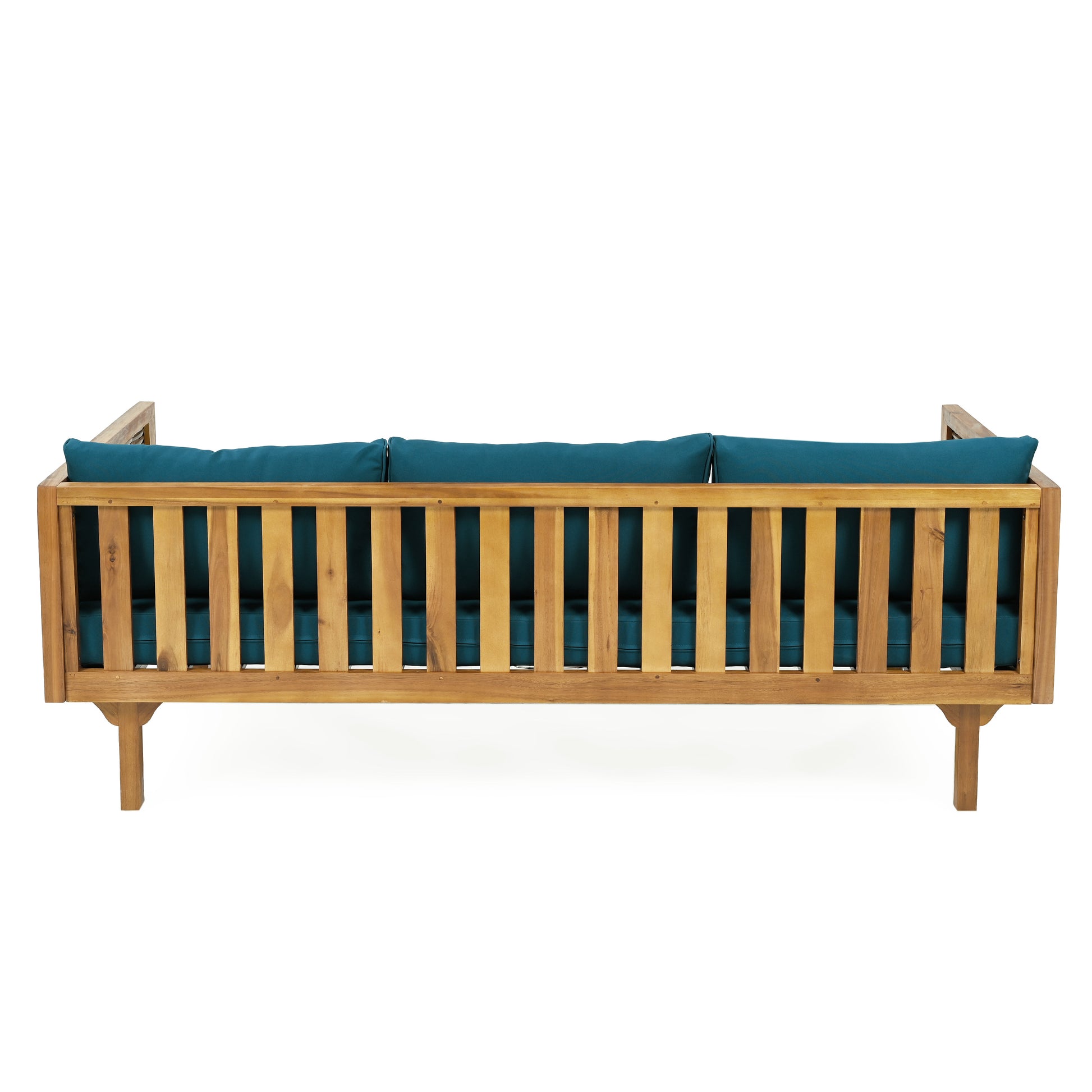 Claremont 3 Seater Daybed With Rattan Arms Teak Cushion Teak Wood Fabric Rattan