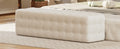 All Covered Velvet Upholstered Ottoman, Rectangular Footstool, Bedroom Footstool, No Assembly Required, Elegant And Luxurious, White White Mdf