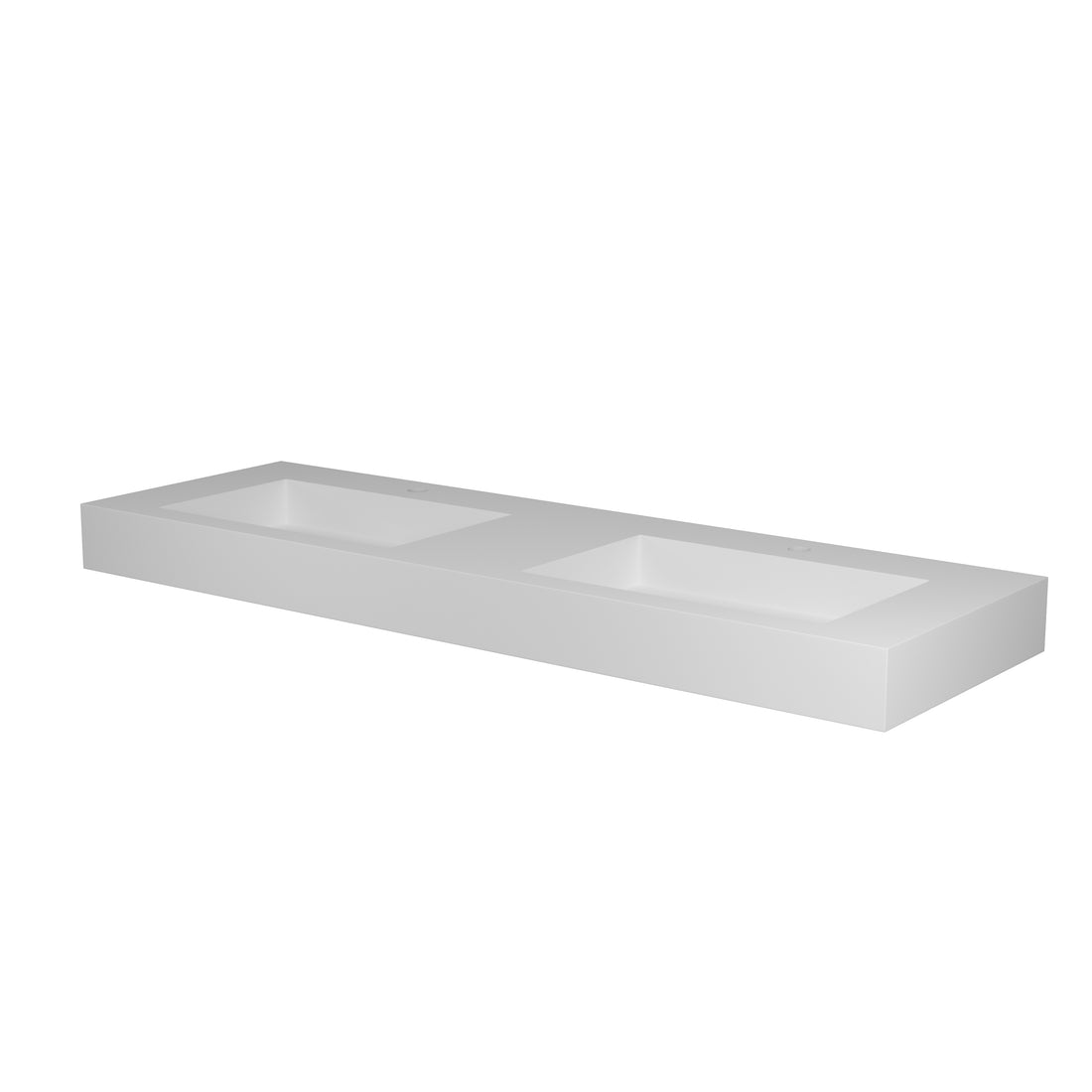 47" Solid Surface Wall Hanging Basin Double Basin Matte White Contemporary Solid Surface