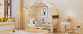 Twin Size Bed With Arched Roof And 2 Drawers, Natural Twin Natural Plywood