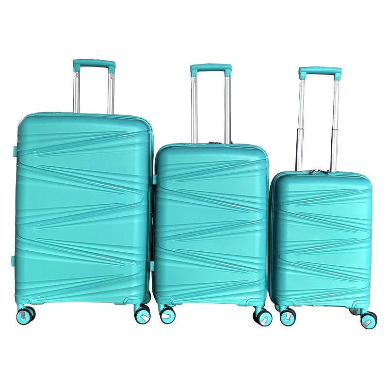 Hard Shell Luggage, 3 Piece Set, With Tsa Lock, 20 Inches 24 Inches 28 Inches Teal Blue Polypropylene