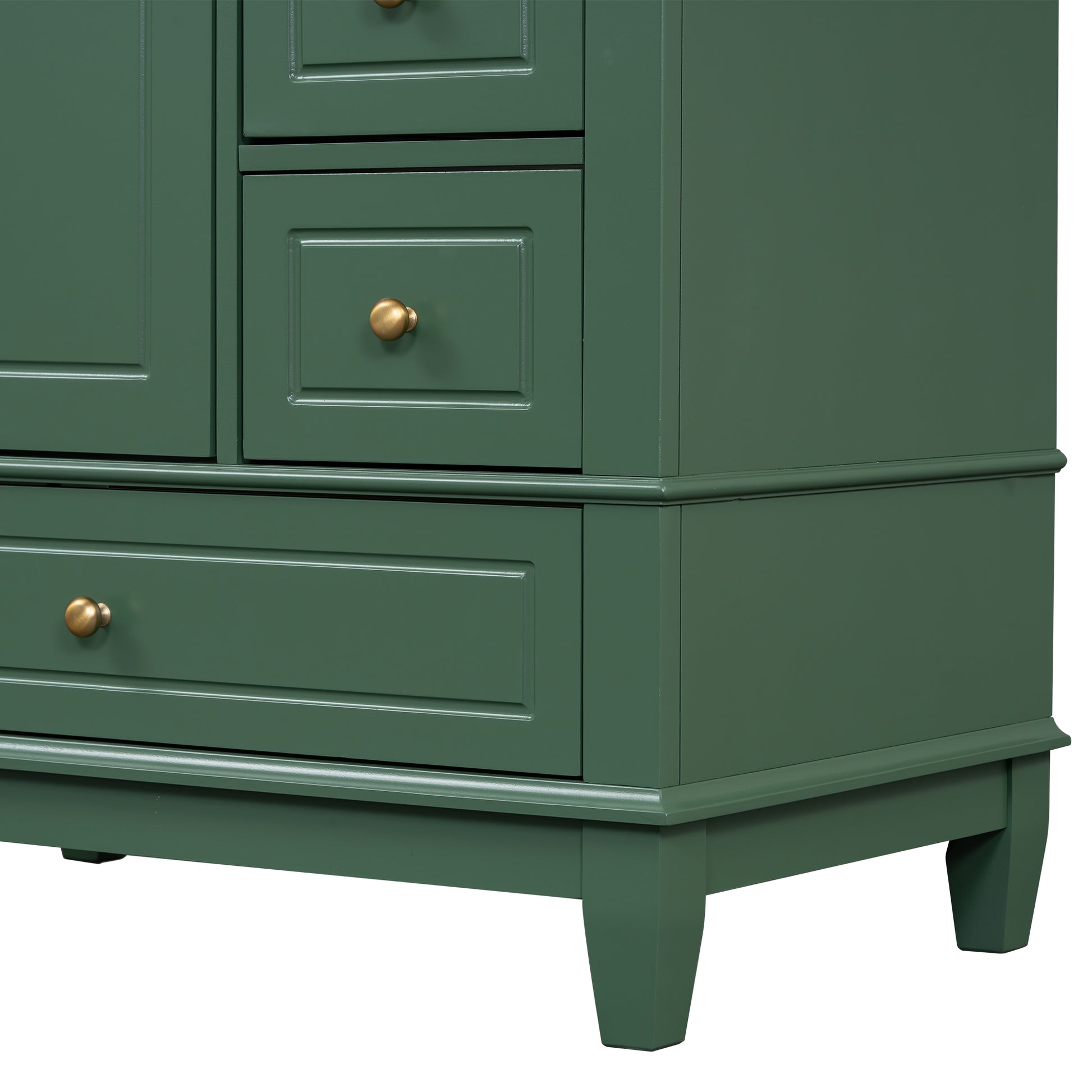 30" Bathroom Vanity With Sink, One Door With Shelf And Three Drawers, Soft Close Door, Green Green Ceramic Mdf,Rubber Wood