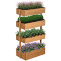 Outsunny Vertical Garden Planter, Wooden 4 Tier Planter Box, Self Draining With Non Woven Fabric For Outdoor Flowers, Vegetables And Herbs, Orange Orange Wood