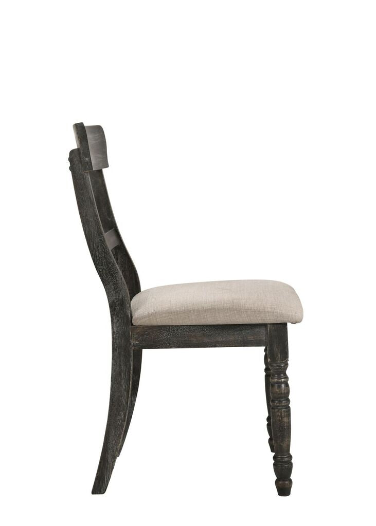 Leventis Light Brown Linen Weathered Gray Finish Side Chair Set Of 2 Light Brown Linen