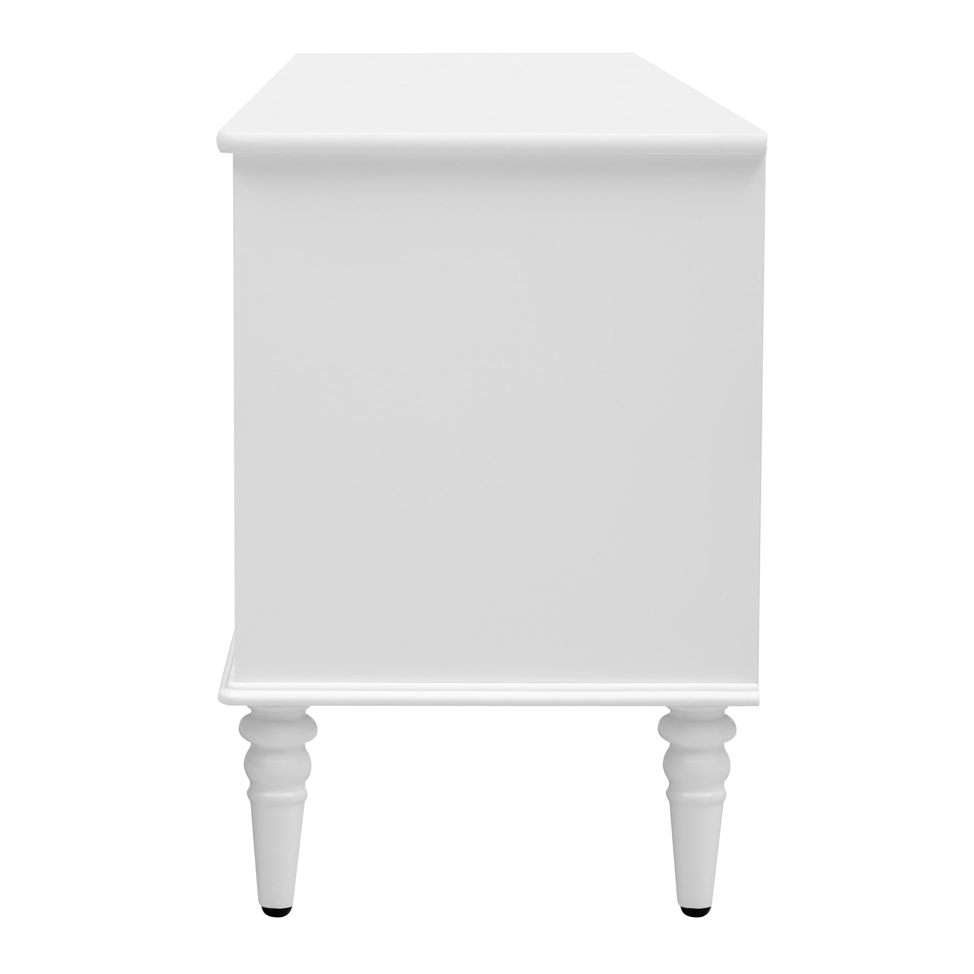 68.9'' Retro Tv Stand For Tvs Up To 75 Inches, Entertainment Center Media Console With Fluted Glass Doors And Five Solid Wood Legs For Living Room White 70 79 Inches Mdf