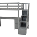 Twin Size Loft Bed Frame With Built In Desk And Double Storage Drawers,Gray Twin Gray Solid Wood Mdf