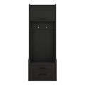 4 In 1 Detachable Hall Tree With Storage And 7 Hooks, Multiple Functions Hallway Coat Rack With Storage Drawers And Cabinet, Black Shoe Bench For Entryway Hallway Black Particle Board Mdf