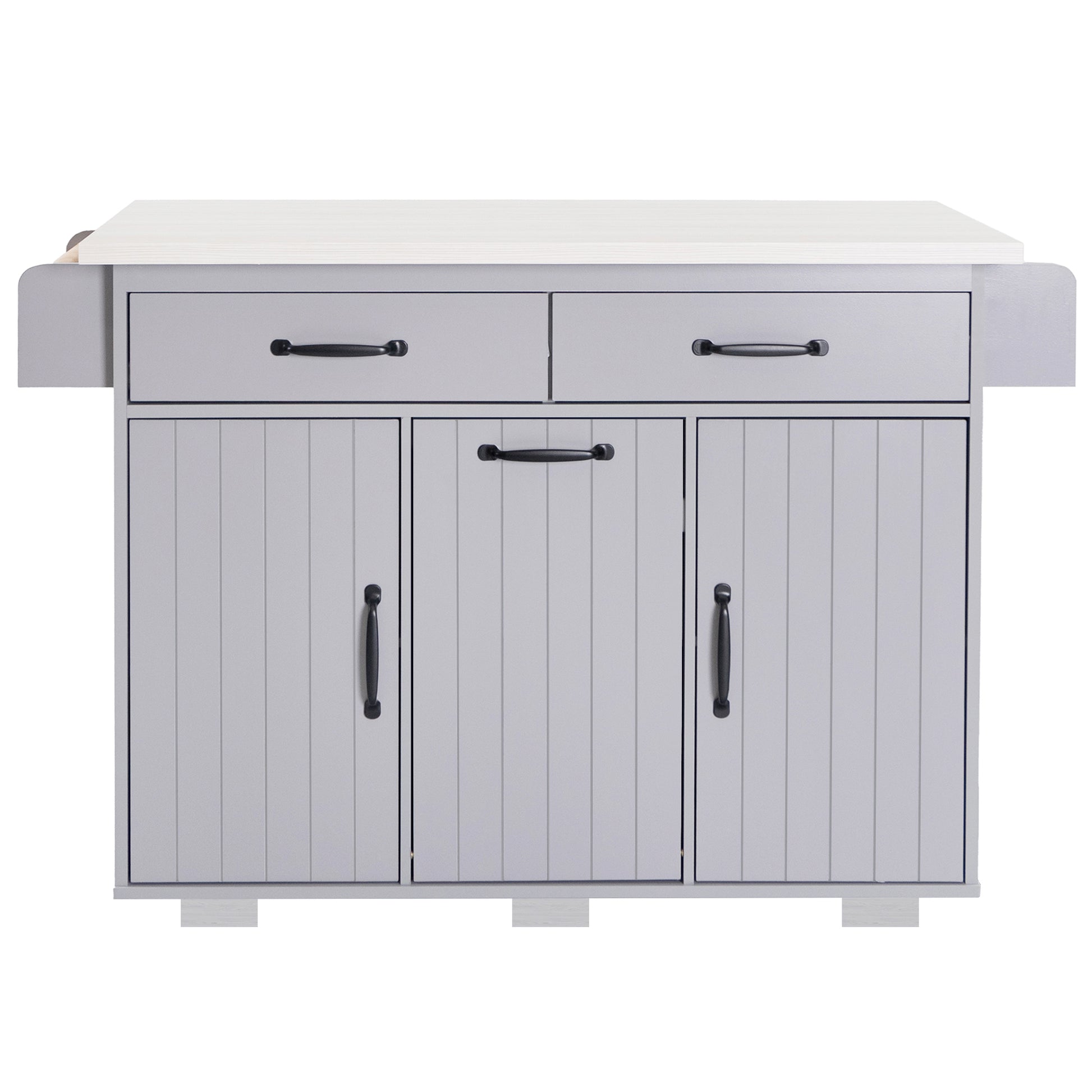 K&K Kitchen Island With Trash Can Storage Cabinet, Kitchen Cart With Drop Leaf, Spice Rack, Towel Rack And Drawer, Rolling Kitchen Island On Wheels With Adjustable Shelf, Grey Grey Gray Kitchen