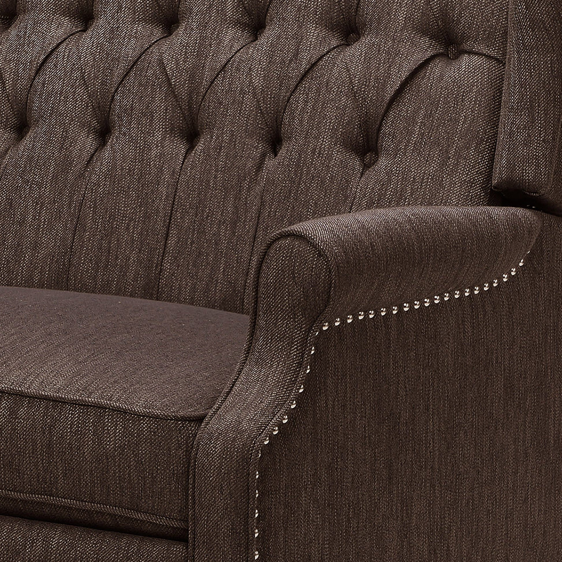 One And Half Seater Recliner Brown Fabric