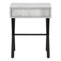 Accent Table, Side, End, Nightstand, Lamp, Storage Drawer, Living Room, Bedroom, Grey Laminate, Black Metal, Contemporary, Modern Grey Particle Board