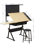 Drafting Table With Metal Perforated Board Pannel Black Brown Mdf Metal