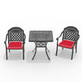 Cushions In Random Colors 3 Piece Set Of Cast Aluminum Patio Furniture With Cushions Yes Dining Set Black Seats 2 Rust Resistant Frame Water Resistant Cushion Garden & Outdoor Complete Patio Sets Aluminium