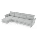 Modern Sofa 3 Seat Couch With Stainless Steel Trim And Metal Legs For Living Room,Package Compression Sofa Technology,Gray Gray Foam 3 Seat