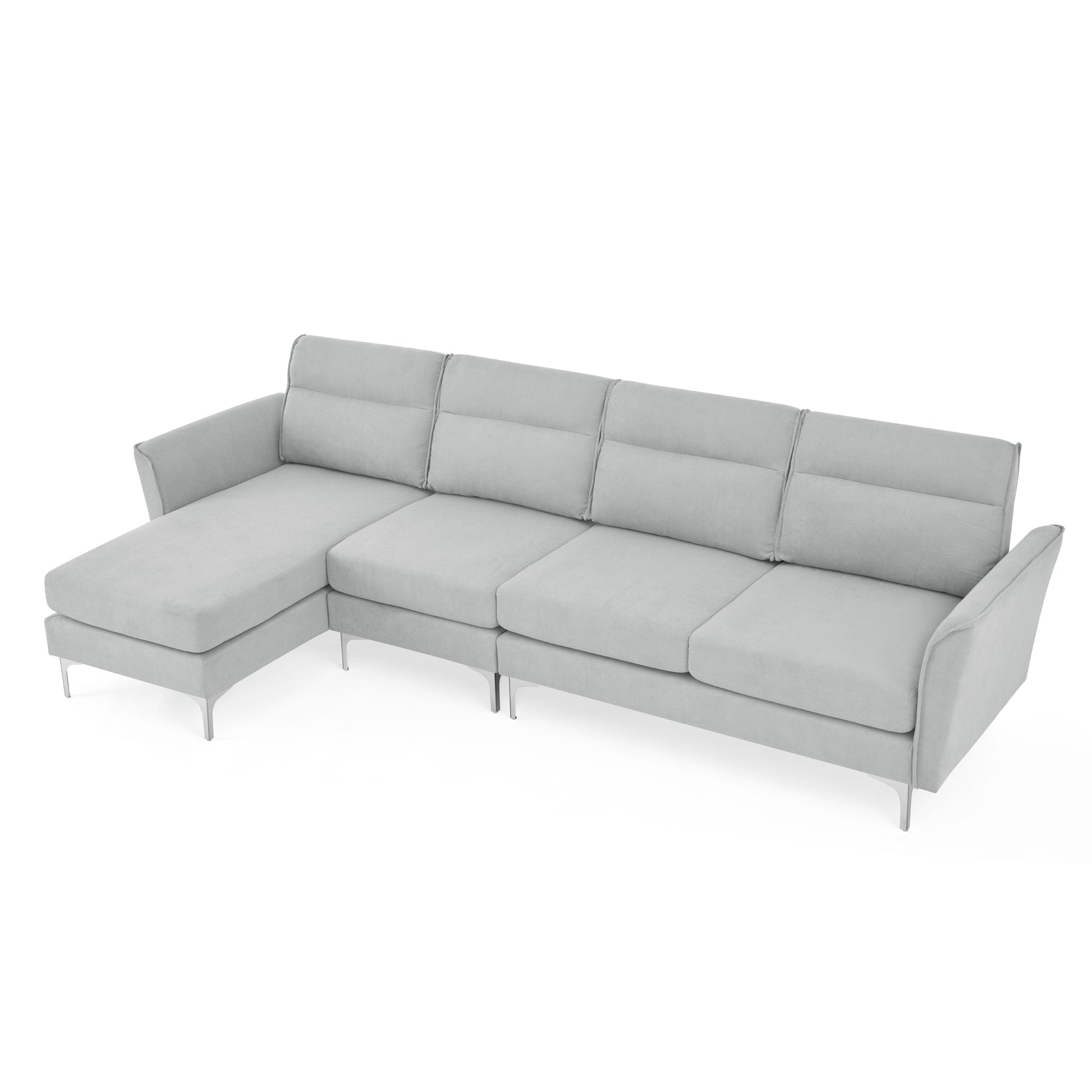 Modern Sofa 3 Seat Couch With Stainless Steel Trim And Metal Legs For Living Room,Package Compression Sofa Technology,Gray Gray Foam 3 Seat