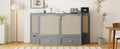 Full Size Murphy Bed Wall Bed With Drawer And Rattan Decoration With 2 Storage Cabinets, One Set Of Sockets & Usb Ports, Pulley Structure Design, Gray Full Gray Plywood