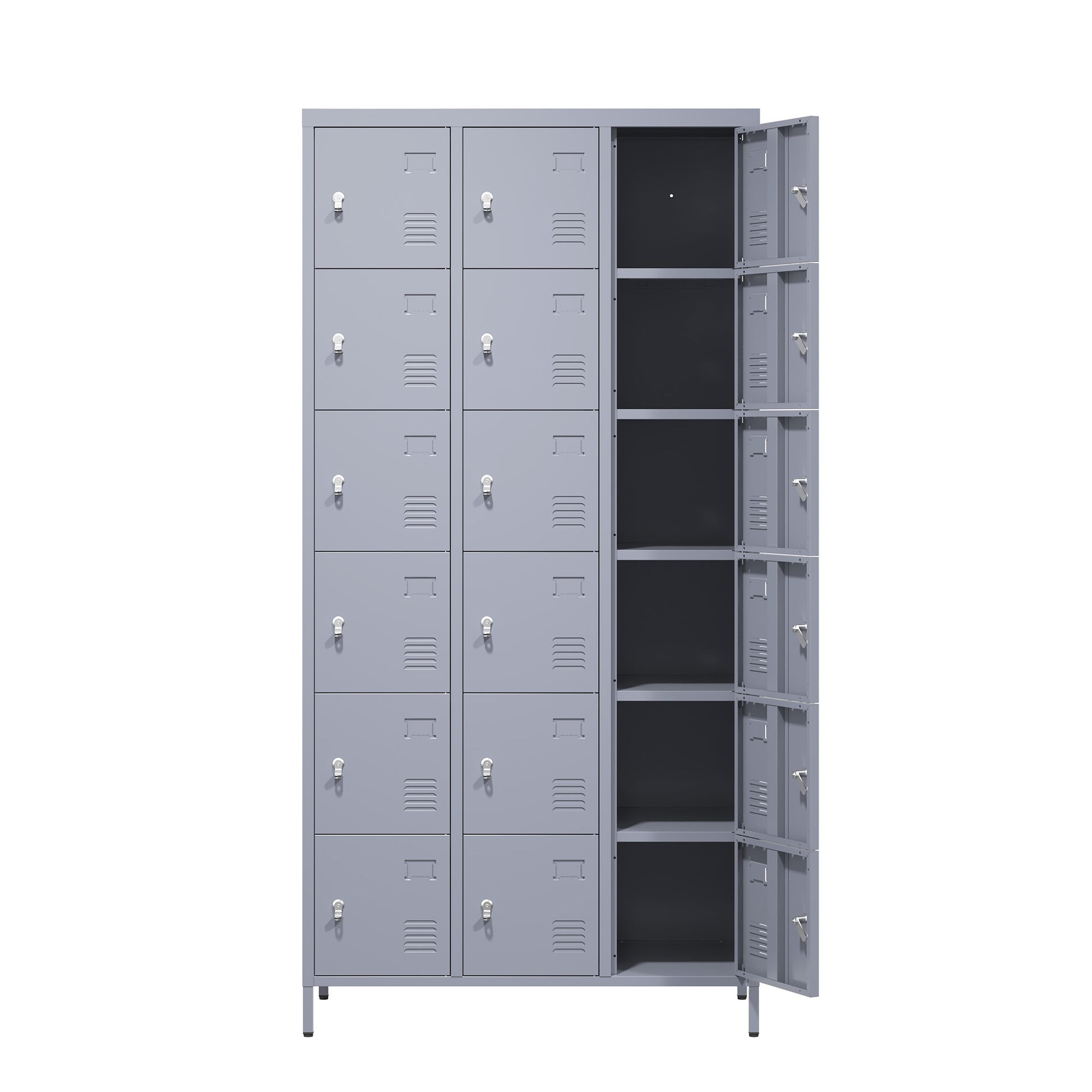 18 Door 72"H Metal Lockers With Lock For Employees,Storage Locker Cabinet For Home Gym Office School Garage,Easy Assembly,Gray 5 Or More Spaces Gray Primary Living Space Door Locks Modern Metal