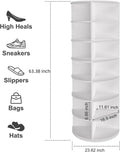7 Tier Rotating Shoe Rack Tower, Spinning Shoe Display, 360 Shoe Rack Storage Round Carousel, Vertical Handbag Rotate Shoes Closet Organization, Christmas Gift White White Pvc