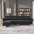 Modern Sofa 3 Seat Couch With Stainless Steel Trim And Metal Legs For Living Room,Black Black Foam 3 Seat