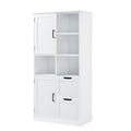 Bathroom Storage Cabinet With Doors And Drawers, Multiple Storage Space, Freestanding Style, Open Shelve, Adjustable Shelf, White White Mdf