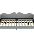 Full Size Upholstered Daybed, Sherpa Fabric Sofabed With Cloud Shaped Backrest, No Box Spring Needed, Gray Full Gray Wood Fabric