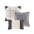 7 Piece Herringbone Comforter Set Grey Queen Queen Grey Polyester