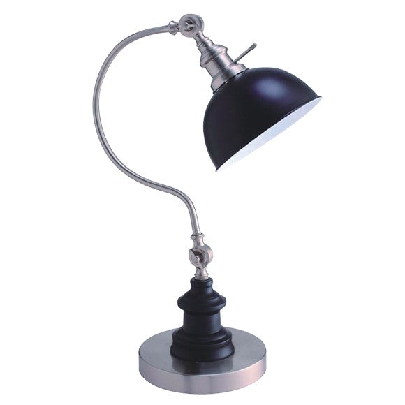 22"H Satin Nickle Good Neck Table Lamp Matte Black,Nickel Led Metal