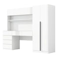 2 Door Wooden Storage Desk Wardrobe For Bedroom With Shelves And Drawers, White White Mdf Lvl