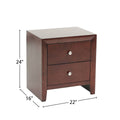 Kali Wooden 2 Drawer Nightstand In Brown Cherry Brown,Cherry 2 Drawers Bedroom With Legs Easy Assembly Solid Wood