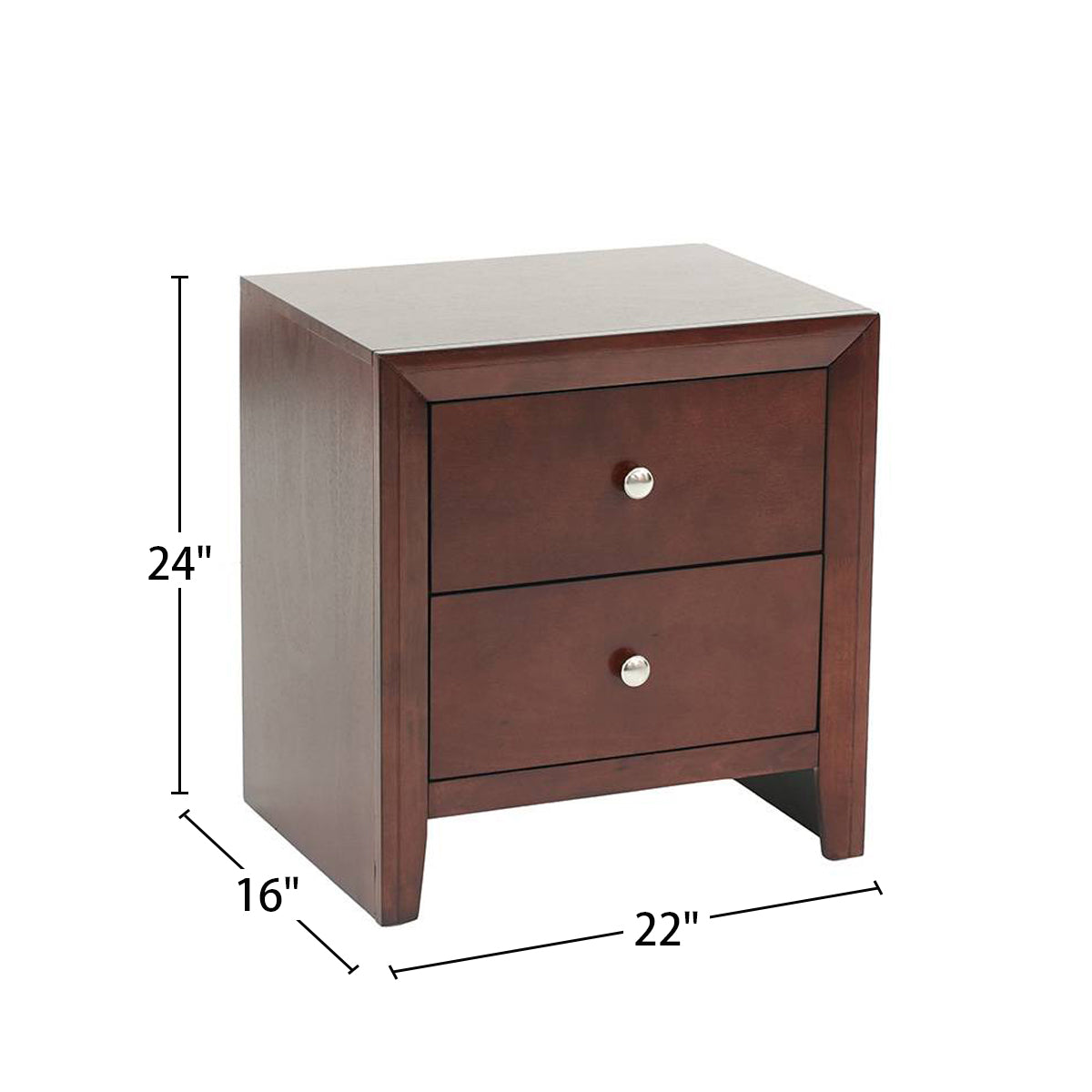 Kali Wooden 2 Drawer Nightstand In Brown Cherry Brown,Cherry 2 Drawers Bedroom With Legs Easy Assembly Solid Wood